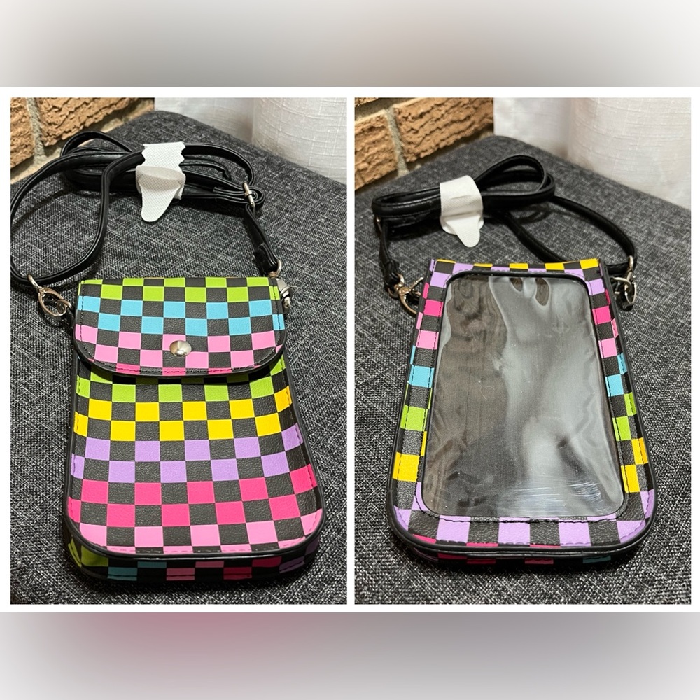 Multicolor Checkered Crossbody Touchscreen Phone … - image 1